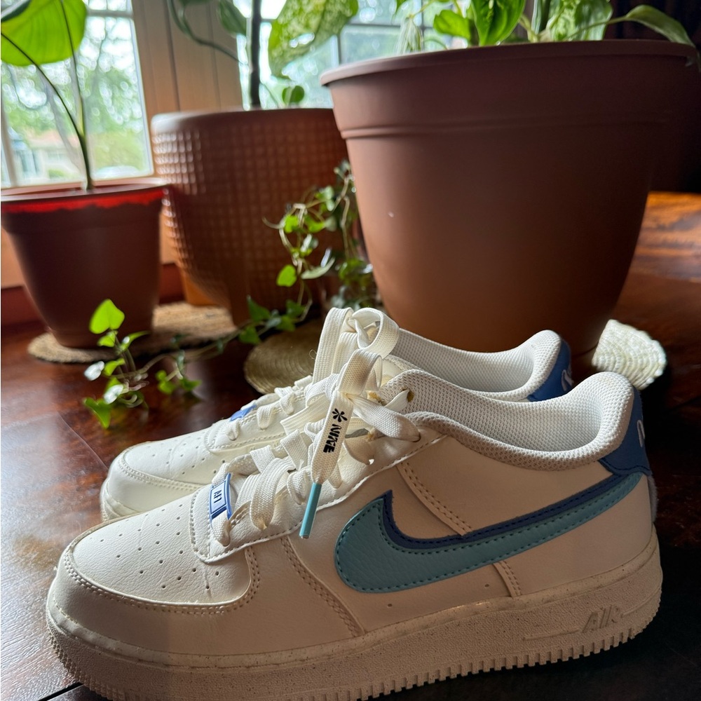 Nike Kids White and Blue Sneakers